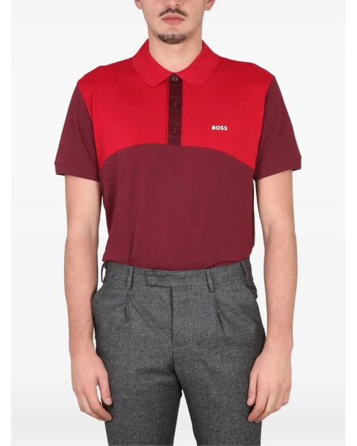 Boss Red Cotton Polo Shirt for men