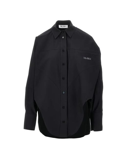 The Attico Blue Embroidered-Logo Cotton Top