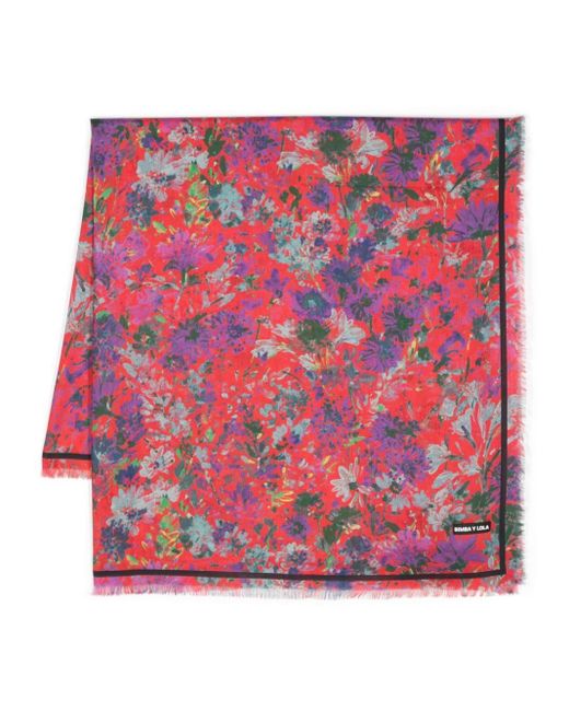 Bimba Y Lola Red Schal mit Blumen-Print