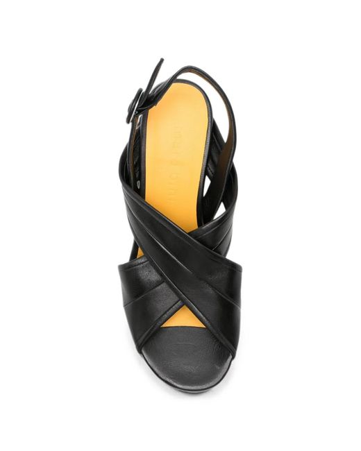 Mara Bini Black Crossover-Strap Sandals