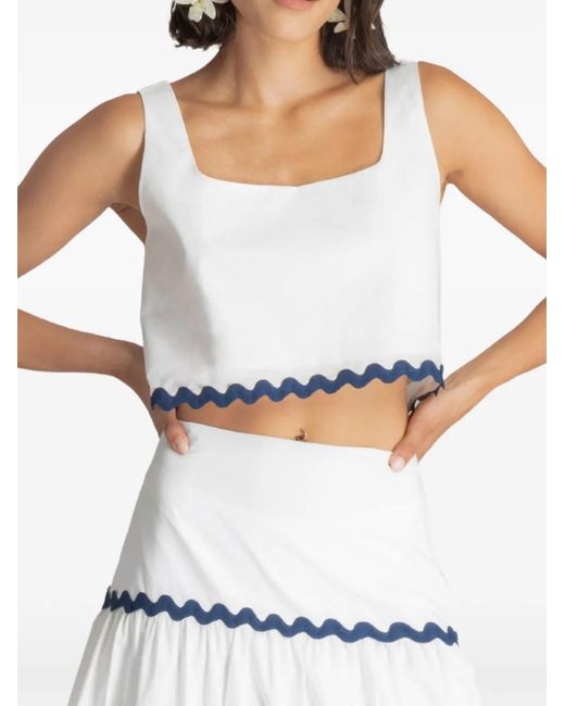 MOUTAKI White Scalloped-Edge Crop Top