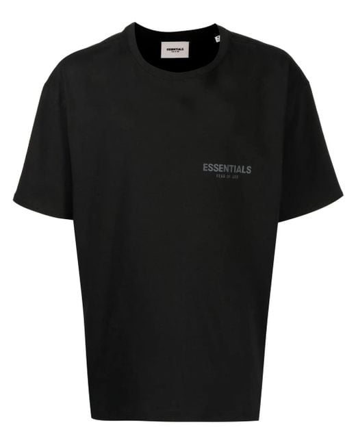 Fear Of God Black Logo-Print Cotton T-Shirt for men