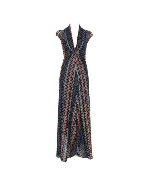 Missoni White Chevron-Knit V-Neck Dress