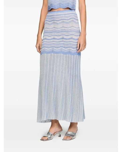 Sandro Blue Maxi Decorative Knit Skirt