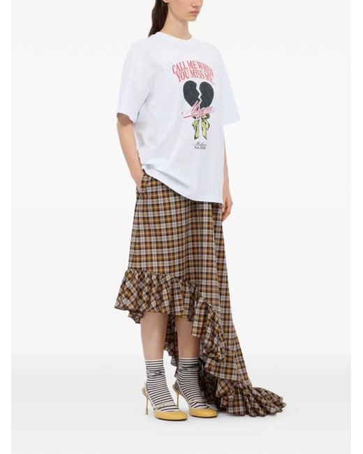 MSGM White Robe En Plaid
