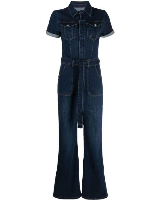 FRAME Denim Belted Jumpsuit in Blue Lyst Canada