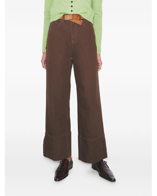 Tory Burch Brown Cuffed Straight Leg Jeans