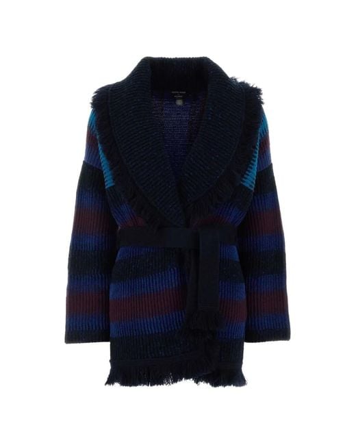 Giorgio Armani Blue X Alanui Fringe-Trimmed Belted Cardigan