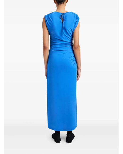 Proenza Schouler Blue Mimi Gathered-Sleeve Midi Dress