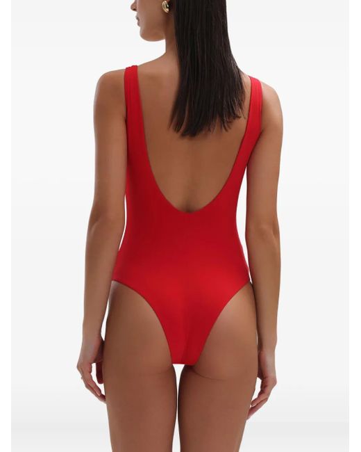 Noire Swimwear Red Lace-Up Swimsuit