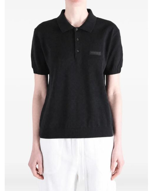 Givenchy Black Logo-Patch Polo Shirt for men