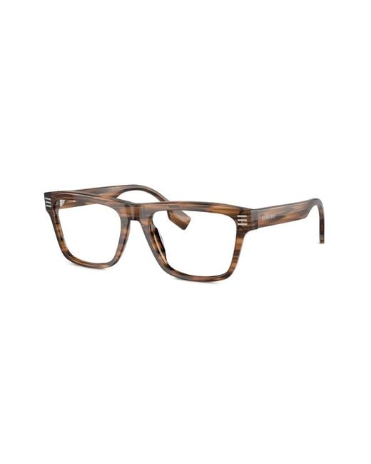 Burberry Brown Logo-Print Square-Frame Glasses for men