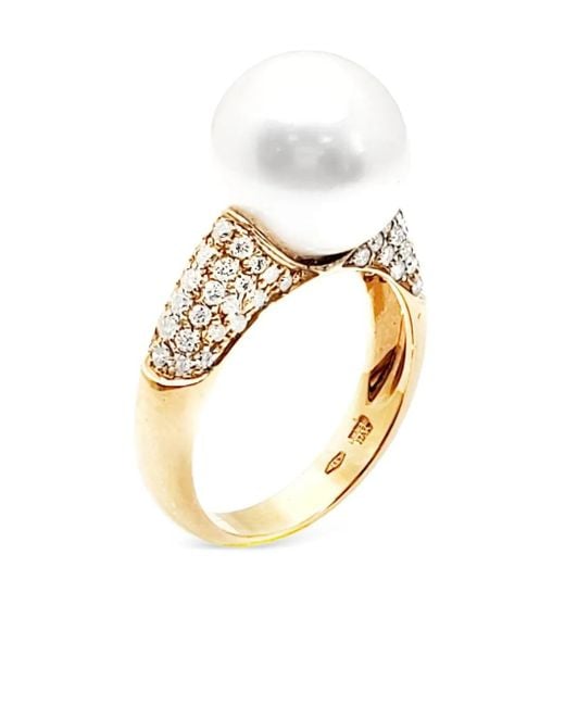 Andreoli White 18K Diamond And South Sea Pearl Ring