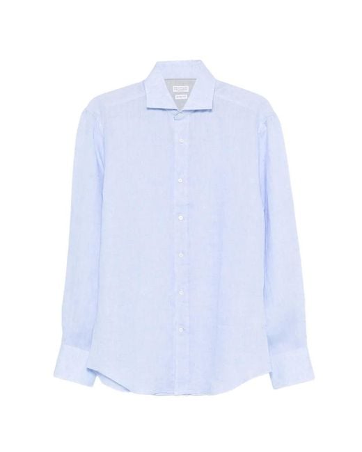 Brunello Cucinelli Men's White Linen Shirt