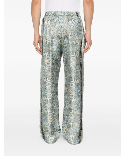 Etro Blue Paisley-Print Trousers for men