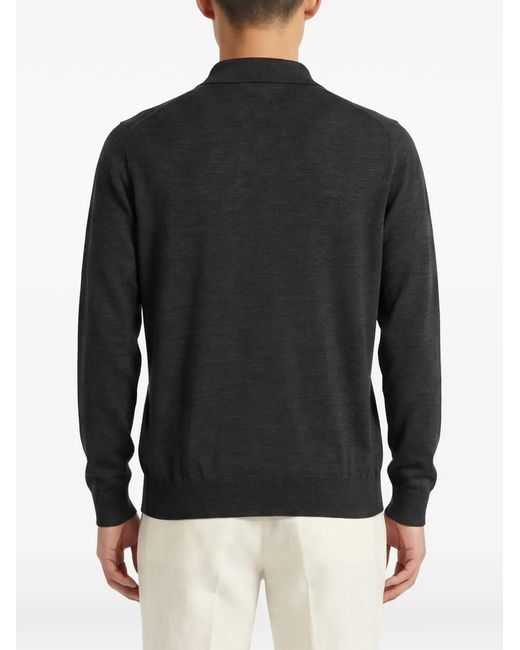 Kiton Blue Long-Sleeve Polo Shirt for men