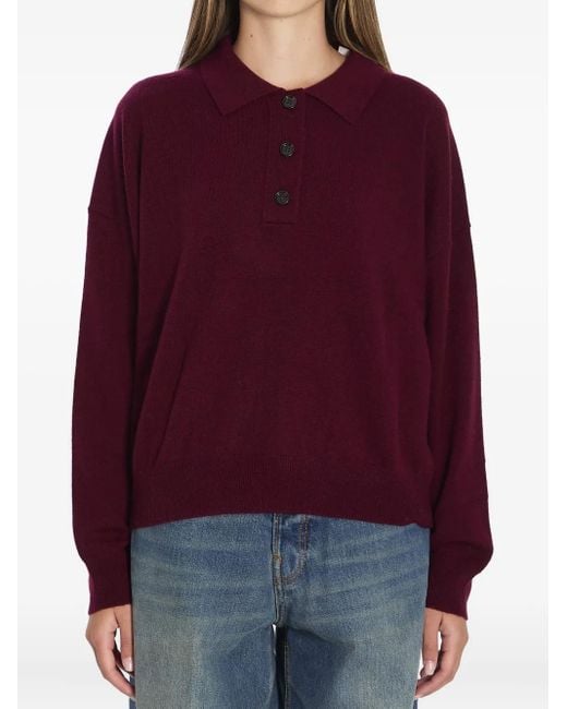 Allude リブ ポロシャツ Red