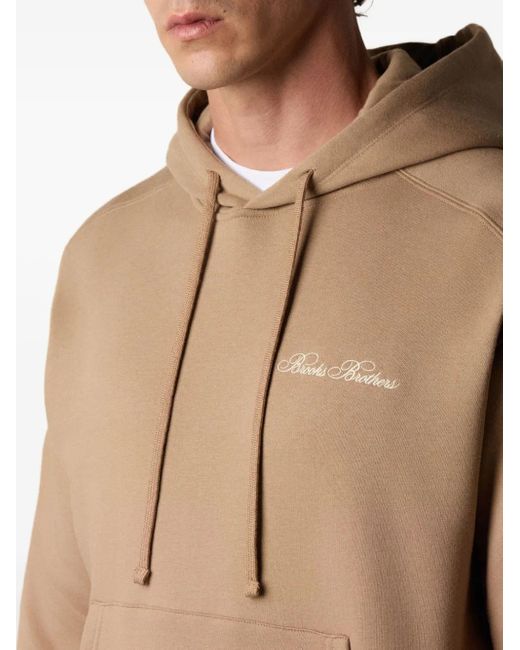 Brooks Brothers Natural Embroidered-Logo Cotton Hoodie for men
