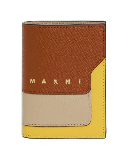 Marni Brown Saffiano Leather Bifold Wallet