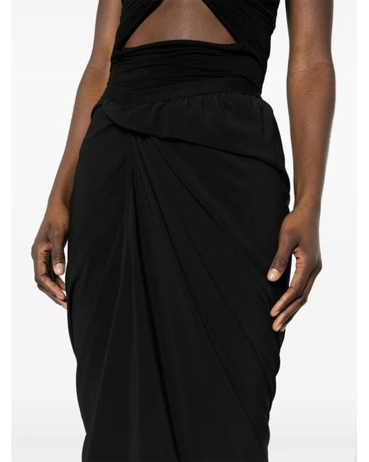 Rick Owens Black Asymmetric-Design Skirt