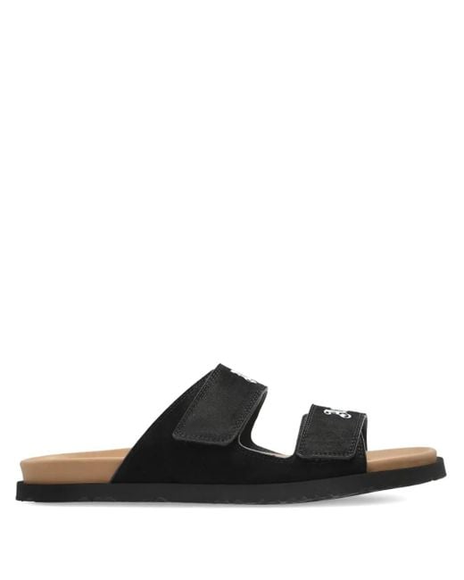 Palm Angels Black Double-Strap Logo Sandals for men