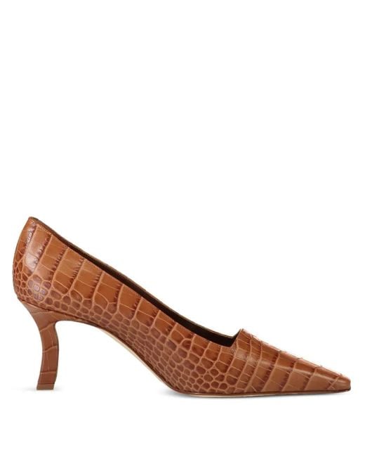 Manolo Blahnik Brown 70Mm Morailo Crocodile-Effect Pumps