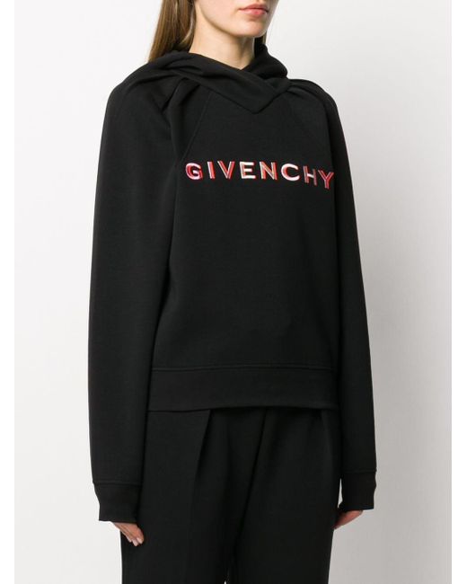 Givenchy Synthetic Cropped Logo Hoodie in Black - Save 25% - Lyst