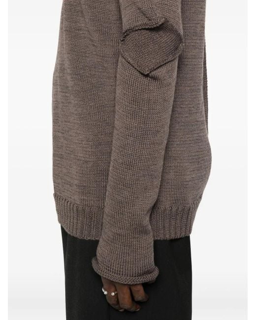 Masnada Brown Elbow-Detail Side-Split Sweater for men