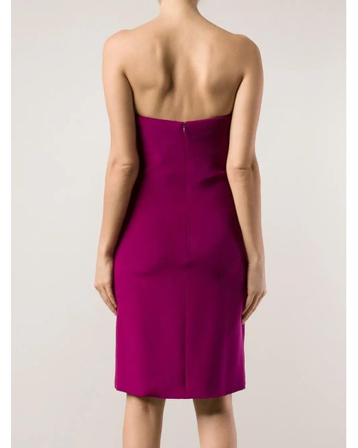 Marchesa Purple Strapless Midi Dress