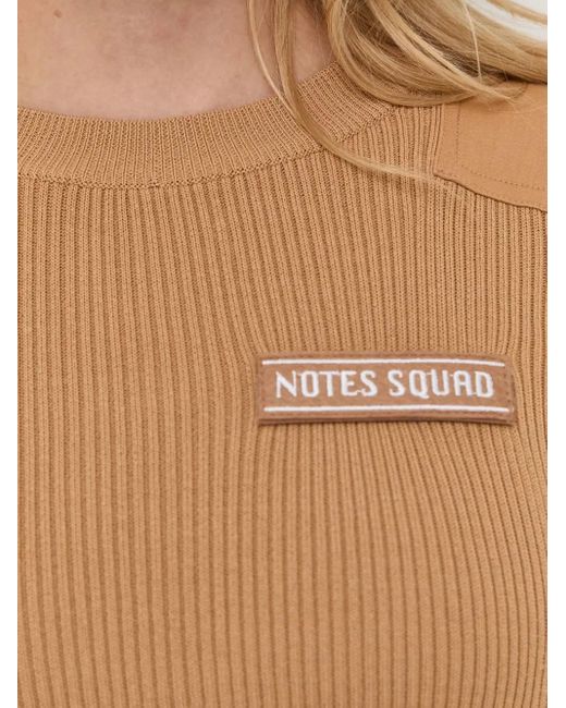 Notes Du Nord Natural Ribbed-Knit Elbow-Patch Sweater