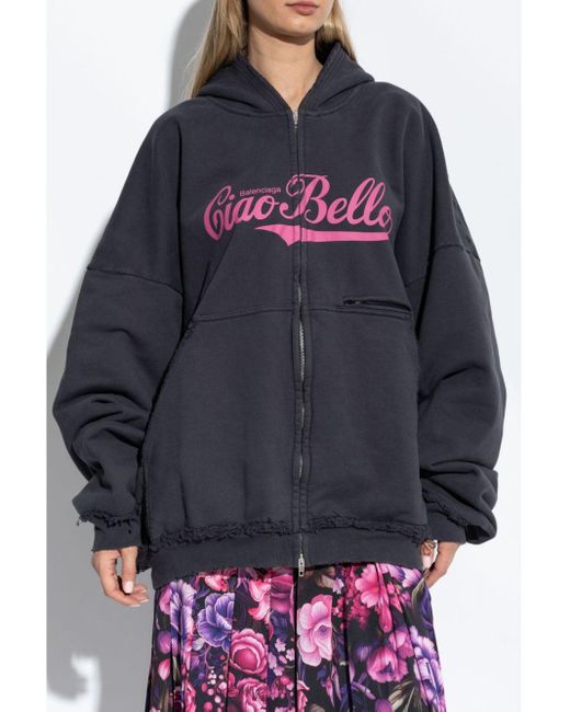 Balenciaga Ciao Bello Hoodie in Blue | Lyst