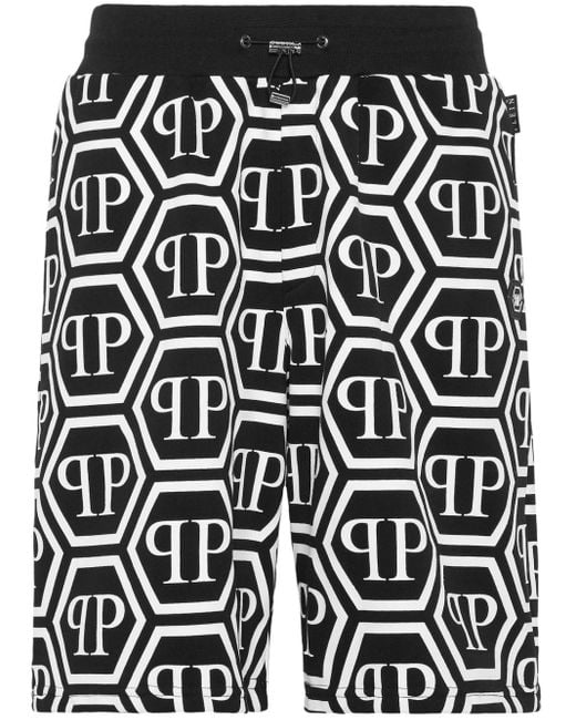Pantalones cortos de chándal con monograma Philipp Plein de hombre de color Black
