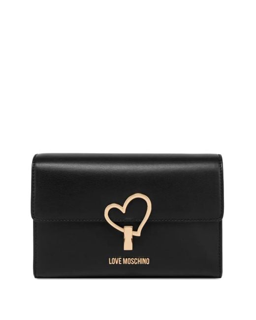 Love Moschino Black Heart-Detail Chain-Strap Cross Body Bag