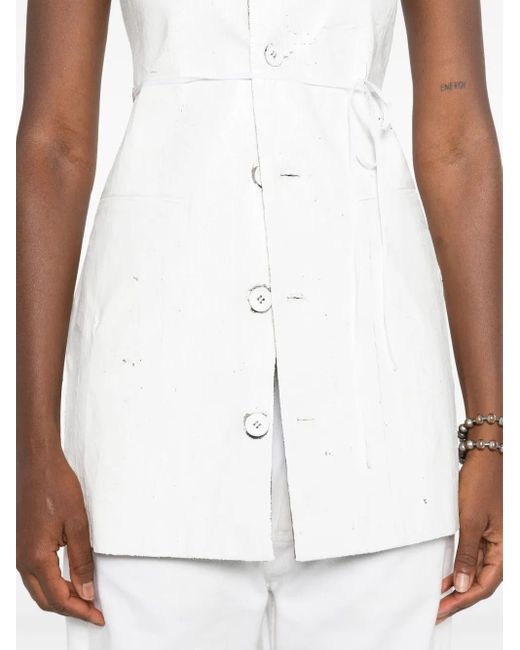 MM6 by Maison Margiela White V-Neck Gilet