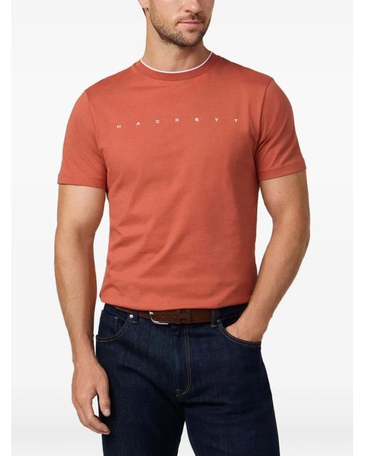 Hackett Red Logo-Print Cotton T-Shirt for men
