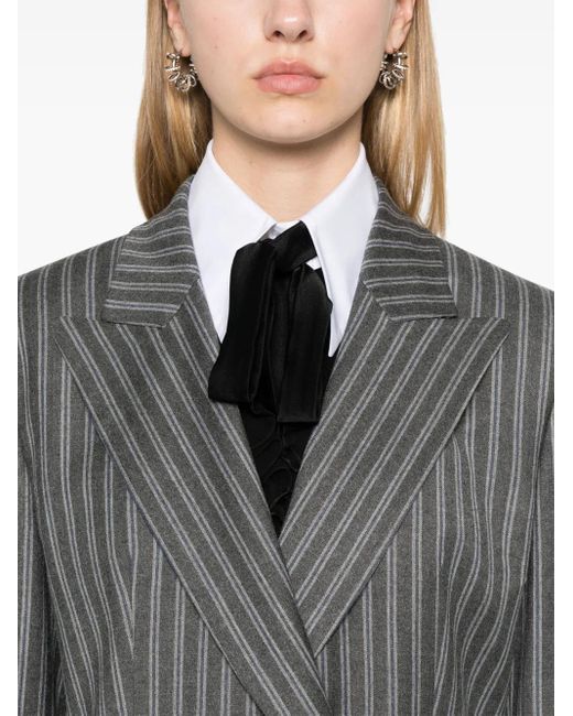 Alberta Ferretti Black Flannel Double-Breasted Blazer