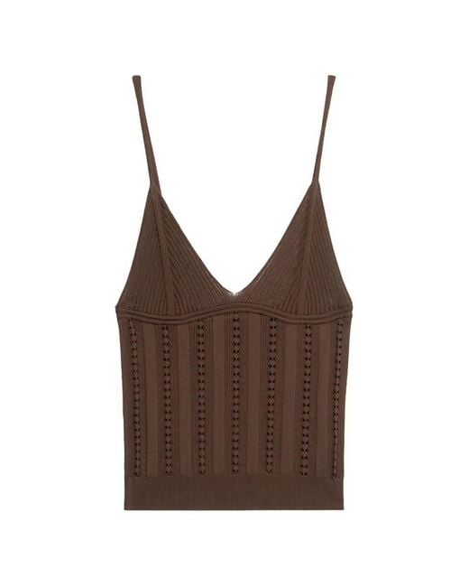 Blumarine Brown Knit V-Neck Top