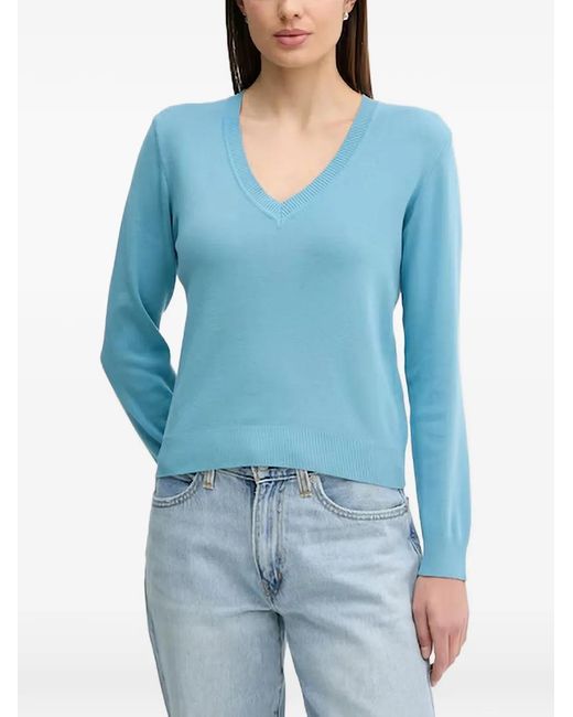 Pull À Col V Benetton en coloris Blue