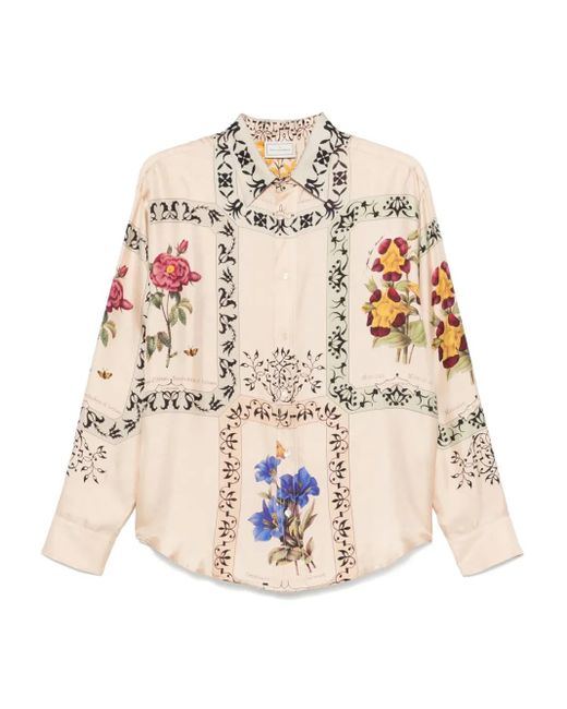Pierre Louis Mascia Graphic-print Silk Shirt Natural