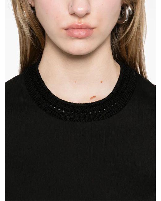 Moncler クロシェアクセント Tシャツ Black