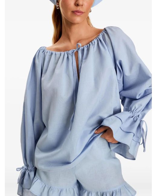 Conjunto Cha Cha Con Dobladillo De Volantes Sleeper de color Blue