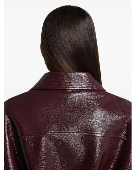 Courreges Brown Vinyl Belted Jacket
