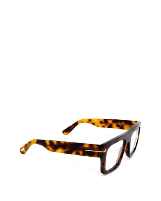 Tom Ford Brown Tortoiseshell-Effect Geometric-Frame Glasses