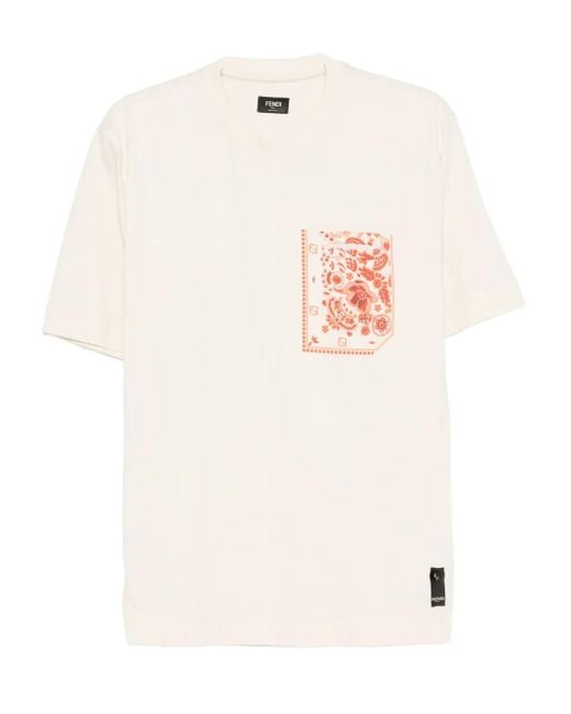 Camiseta con estampado floral Fendi de hombre de color White