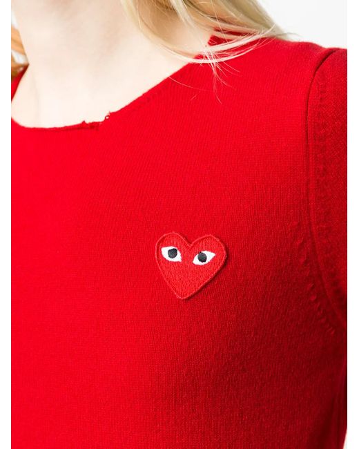 COMME DES GARÇONS PLAY Red Heart-Appliqué Sweater