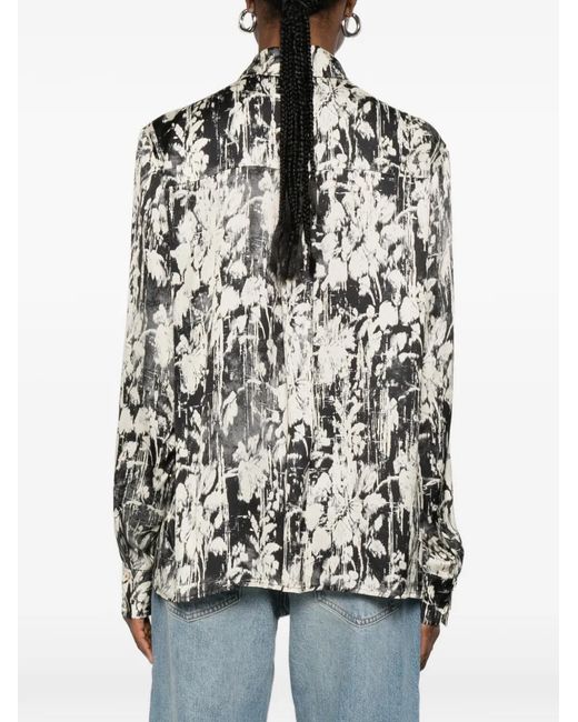 PT Torino White Abstract-Print Long-Sleeve Shirt
