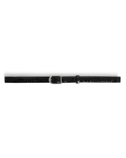 Zadig & Voltaire Black 20Mm Crocodile-Embossed Belt