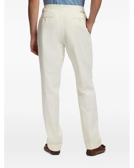 Ralph Lauren White Gregory Double-Pleated Tailored Trousers for men