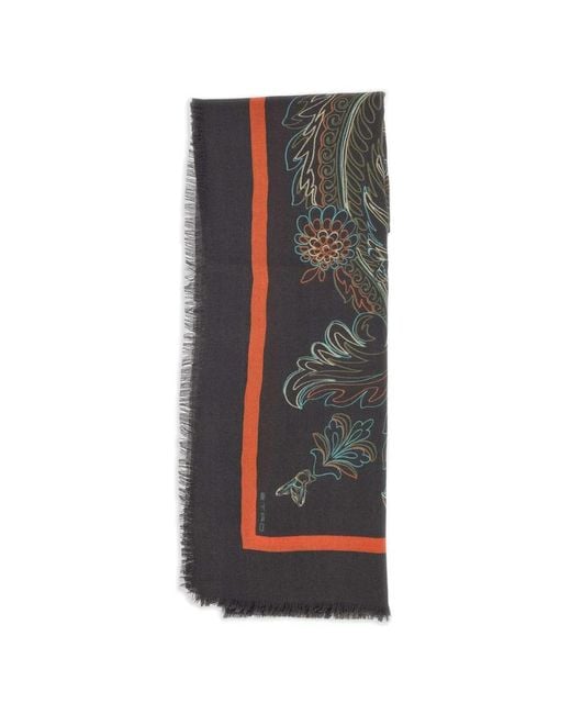 Etro Brown Floral-Print Scarf