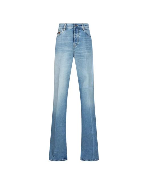 Gucci Blue Schlagjeans mit Logo-Patch